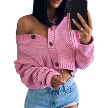 Load image into Gallery viewer, 2020 New Casual Loose Long Sleeve Single Row Button Sweater Sweater Cardigan Women Knitwear V Neck Women's Clothing Cardigan