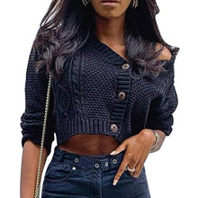 Load image into Gallery viewer, 2020 New Casual Loose Long Sleeve Single Row Button Sweater Sweater Cardigan Women Knitwear V Neck Women's Clothing Cardigan