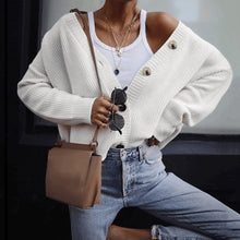 Load image into Gallery viewer, 2020 New Casual Loose Long Sleeve Single Row Button Sweater Sweater Cardigan Women Knitwear V Neck Women's Clothing Cardigan