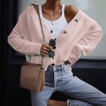 Load image into Gallery viewer, 2020 New Casual Loose Long Sleeve Single Row Button Sweater Sweater Cardigan Women Knitwear V Neck Women's Clothing Cardigan
