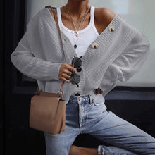 Load image into Gallery viewer, 2020 New Casual Loose Long Sleeve Single Row Button Sweater Sweater Cardigan Women Knitwear V Neck Women's Clothing Cardigan