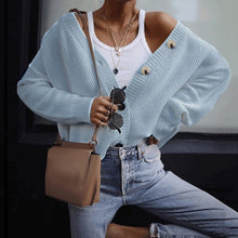 Load image into Gallery viewer, 2020 New Casual Loose Long Sleeve Single Row Button Sweater Sweater Cardigan Women Knitwear V Neck Women's Clothing Cardigan